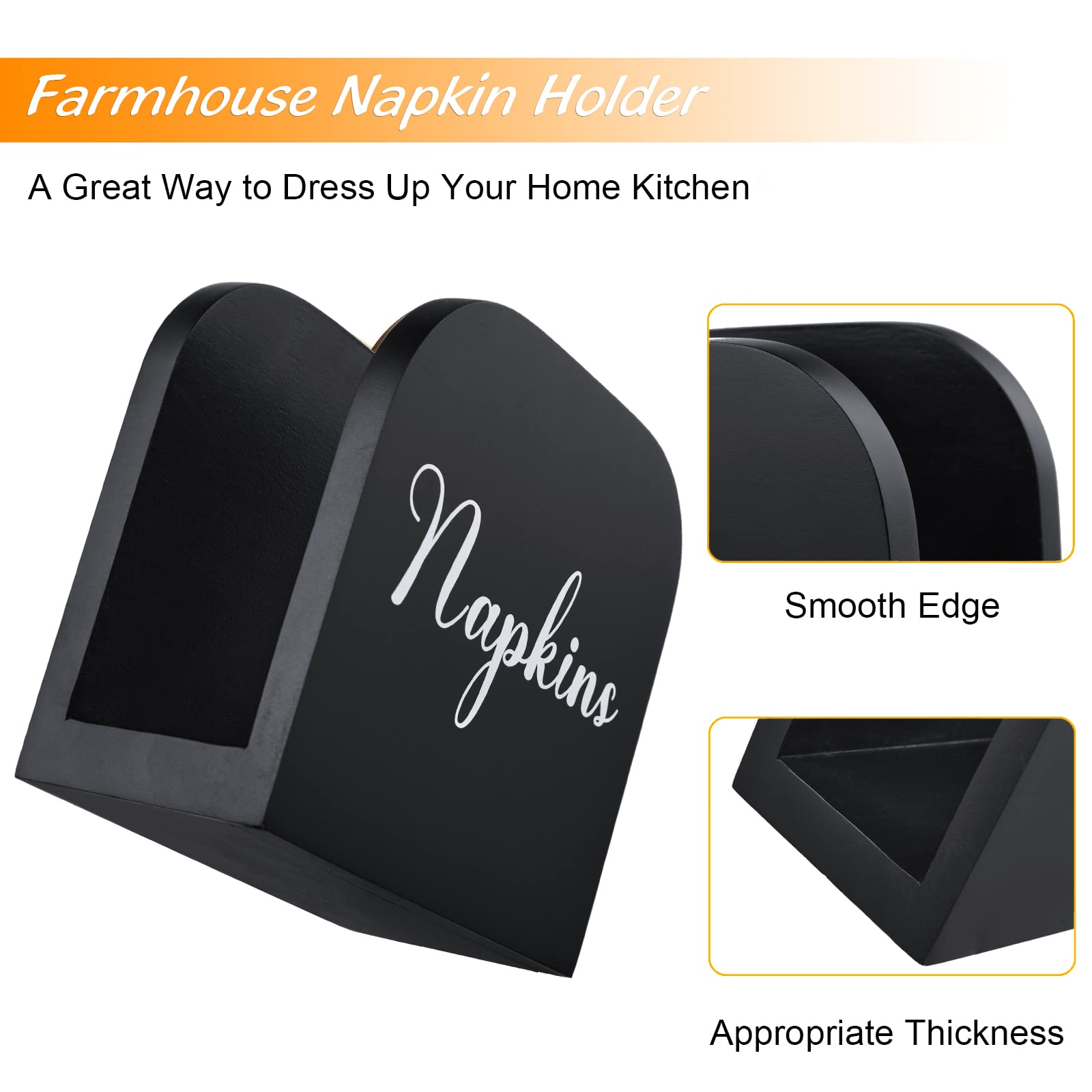 ALELION black napkin holder bottom detail, thicker base ensures stability