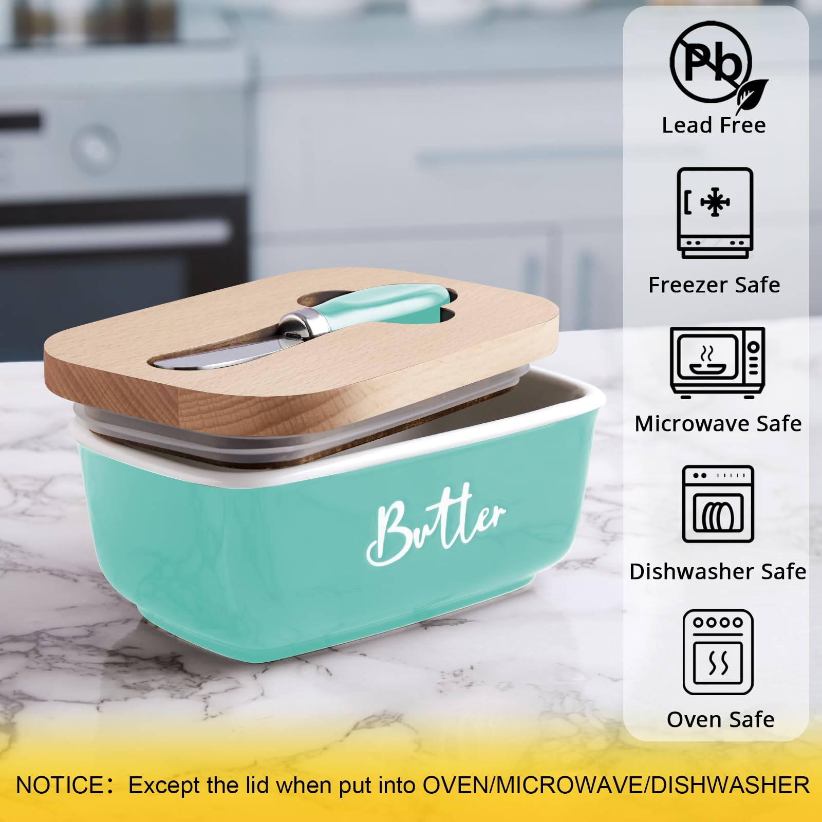 ALELION butter dish in refrigerator demonstrates airtight seal.
