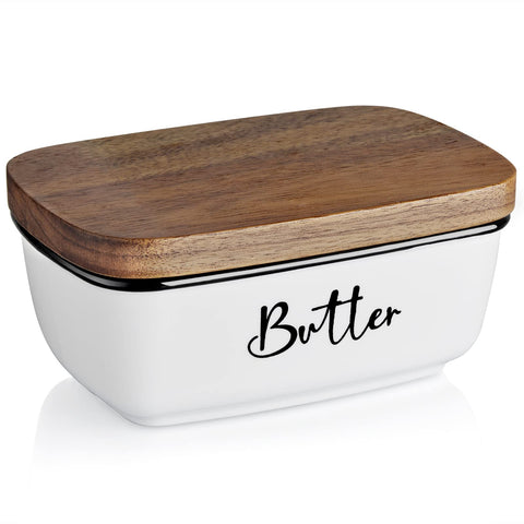 ALELION butter dish with lid on ceramic base keeps butter fresh and stylish.