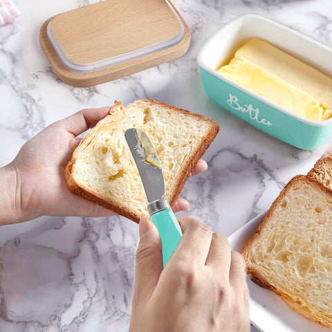 ALELION ceramic butter dish with lead-free glaze for safe storage.