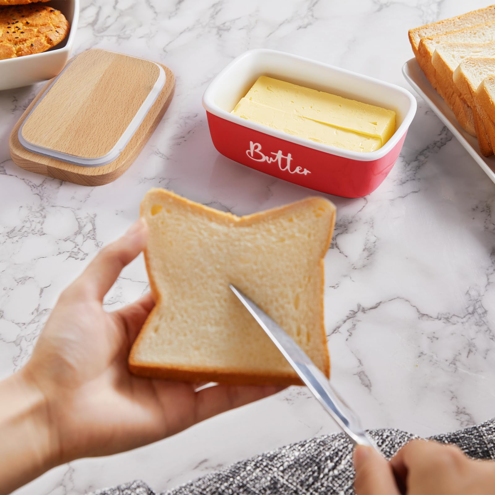ALELION ceramic butter keeper detail, durable and elegant