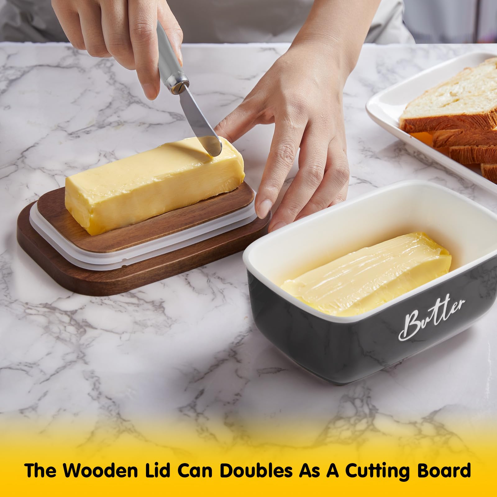 ALELION butter dish on kitchen countertop enhances décor and accessibility