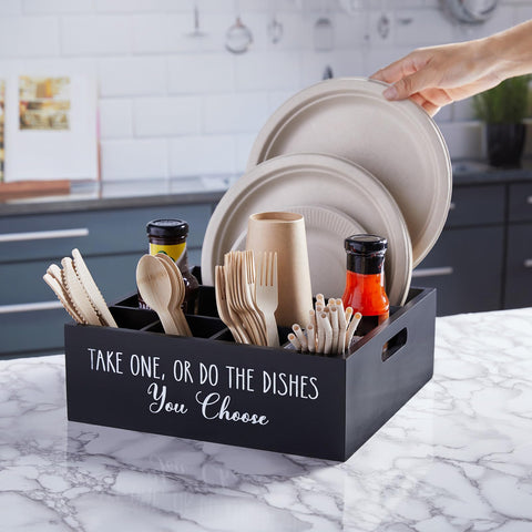 ALELION six-compartment caddy neatly stores cutlery and napkins for easy access