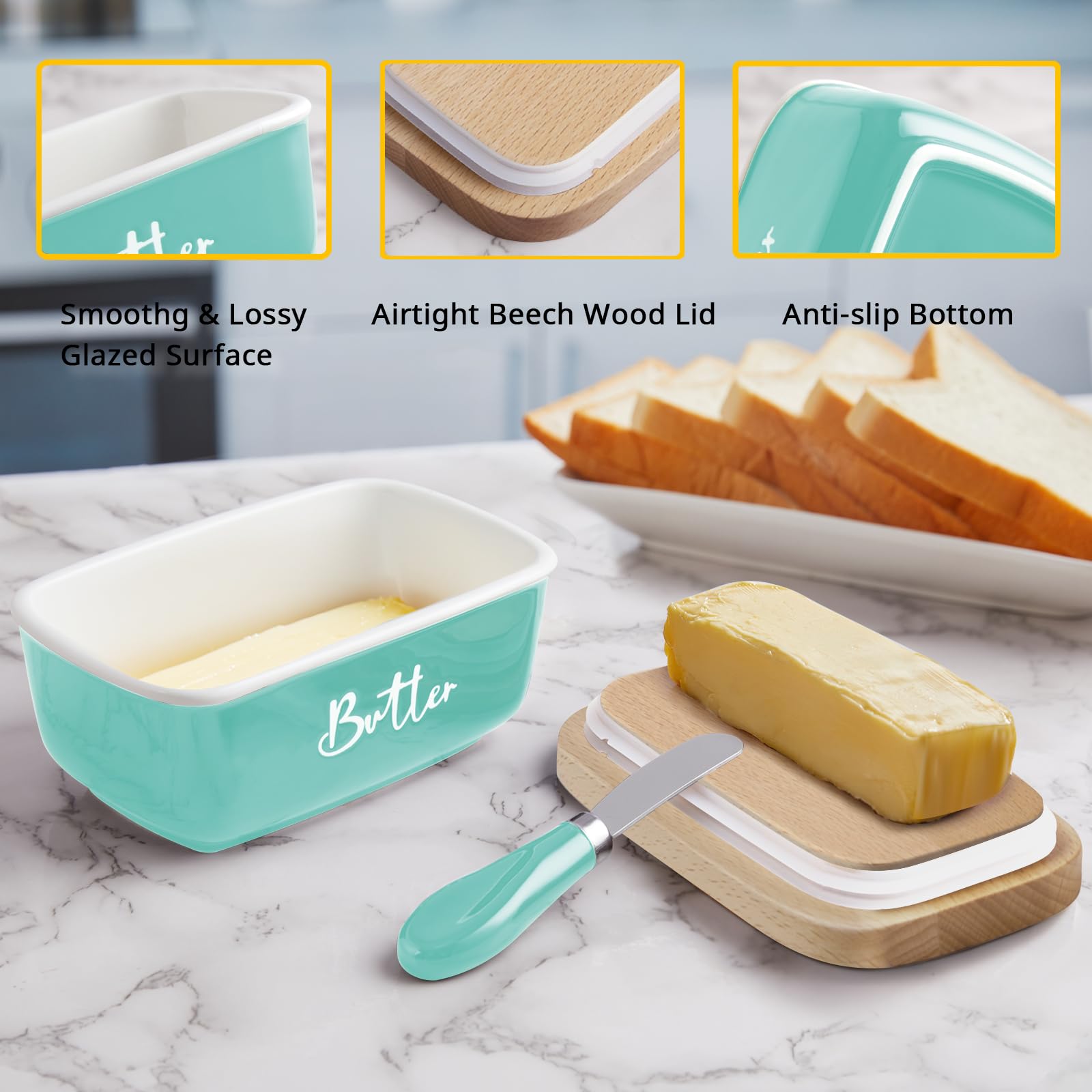 ALELION turquoise kitchen decor pairing enhances rustic counters.