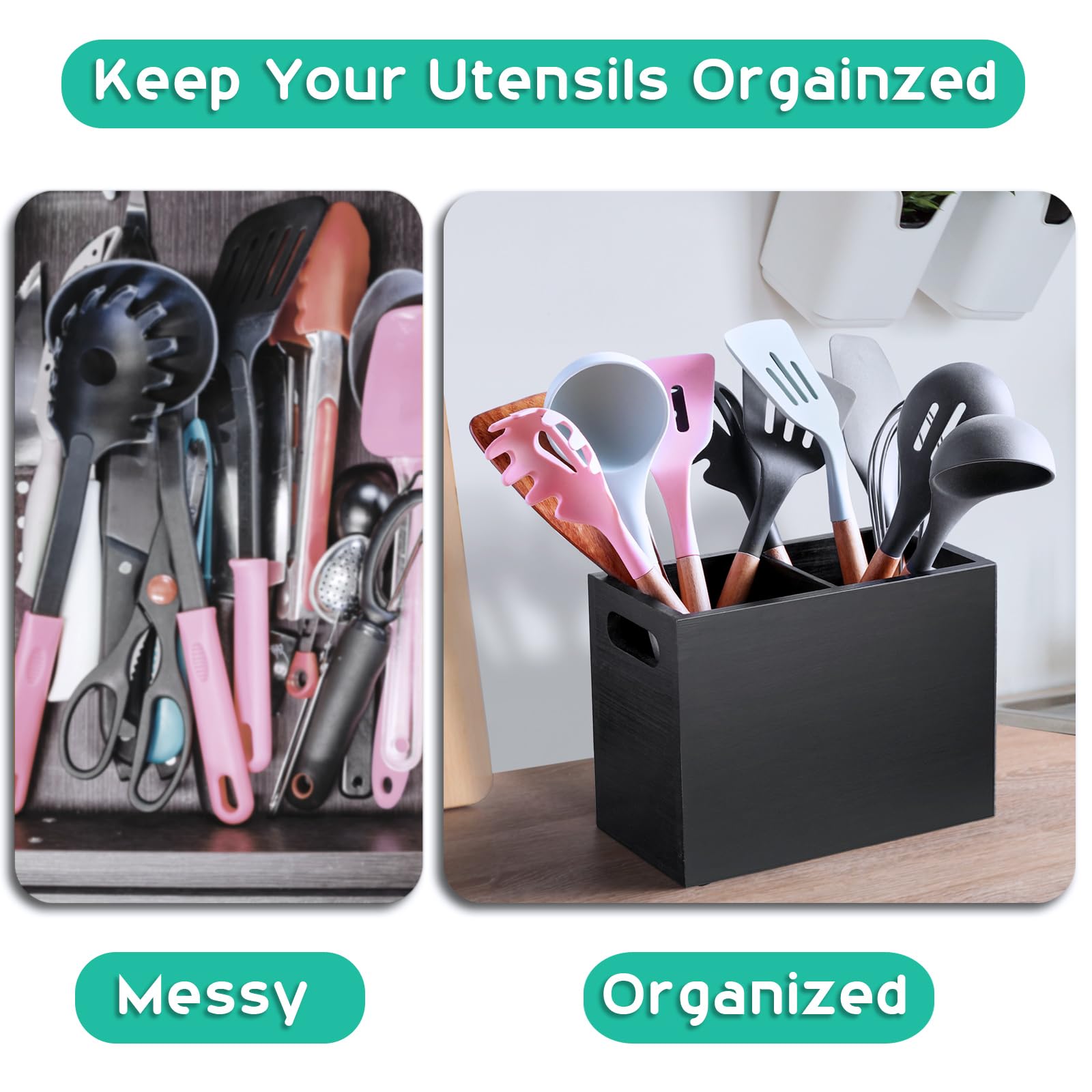 ALELION utensil holder featuring built-in handle for easy transport