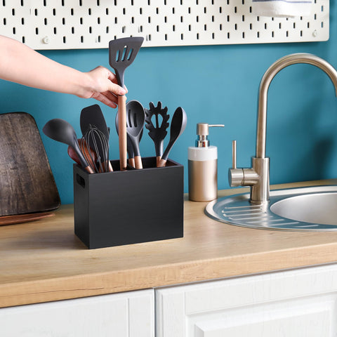 ALELION utensil holder with removable divider showing adjustable space for tall tools