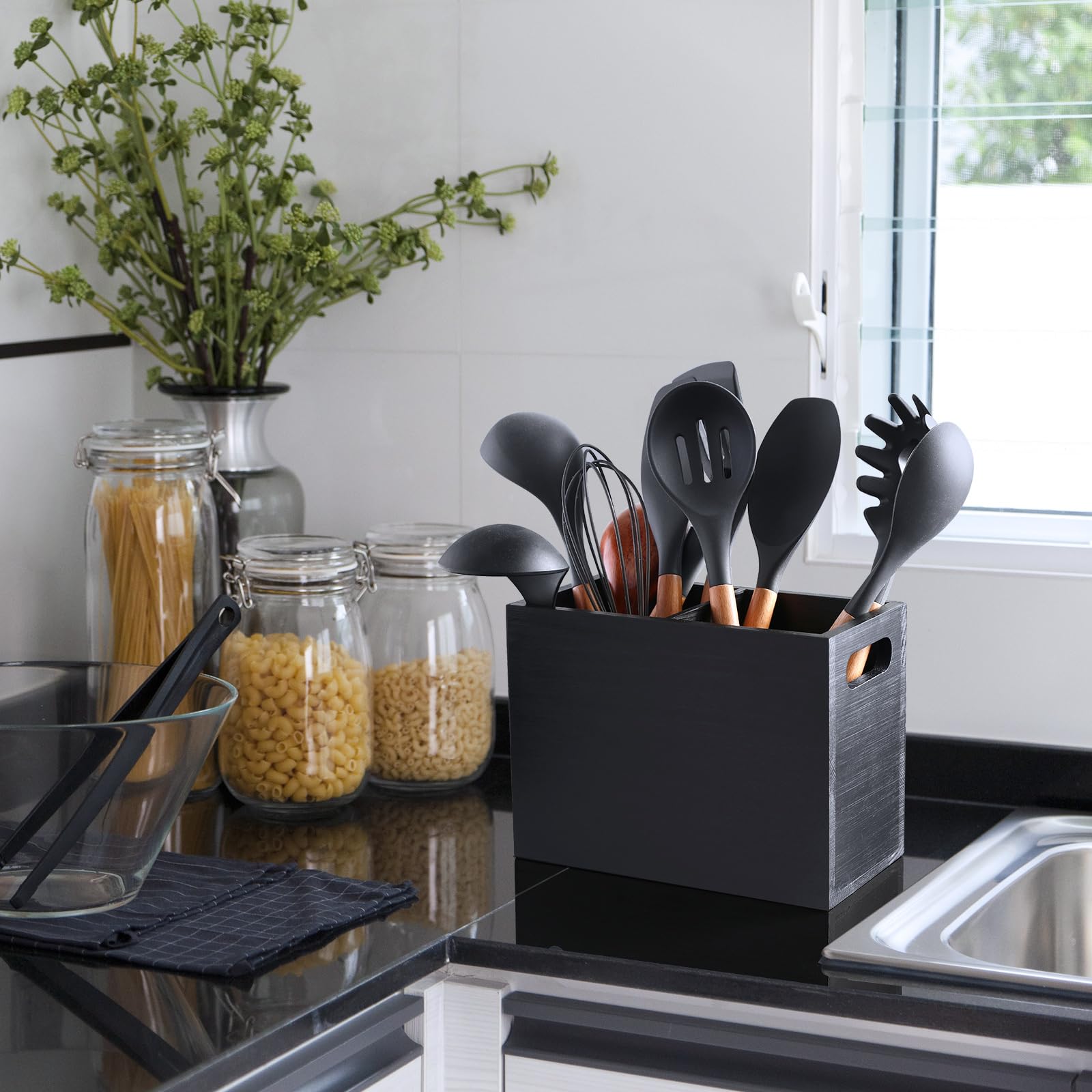 ALELION sturdy pine wood organizer for durable daily kitchen use