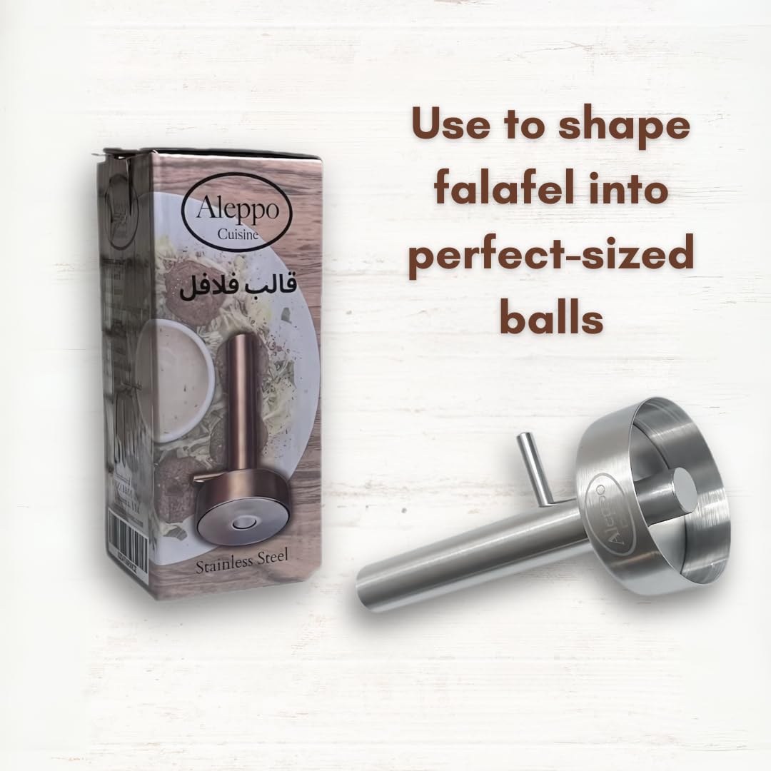 Aleppo Cuisine falafel press showing donut-shape option for bites
