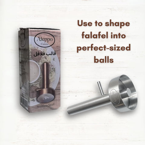 Aleppo Cuisine falafel press showing donut-shape option for bites