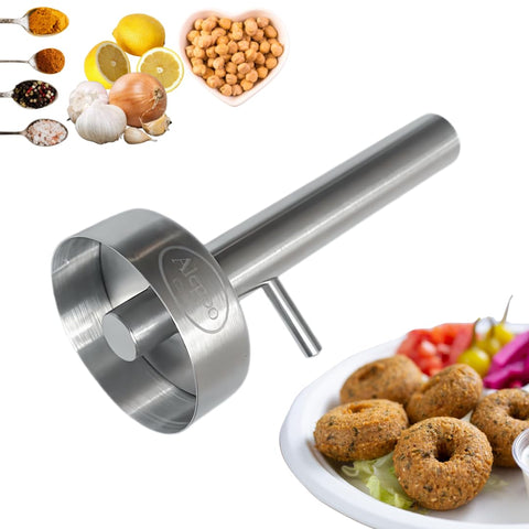 Aleppo Cuisine falafel maker press with hole forming a uniform falafel ball