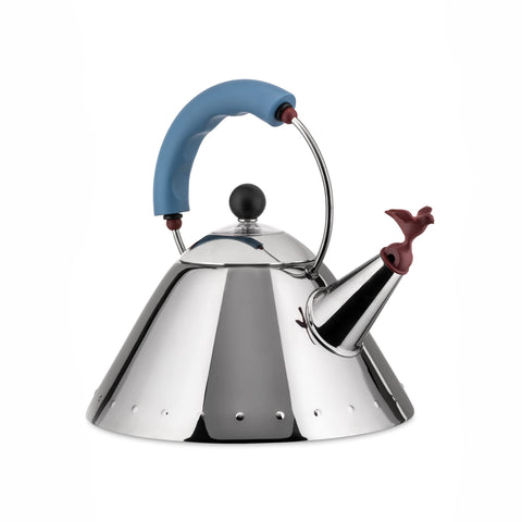 Alessi 9093 kettle stainless steel body, induction-ready and durable