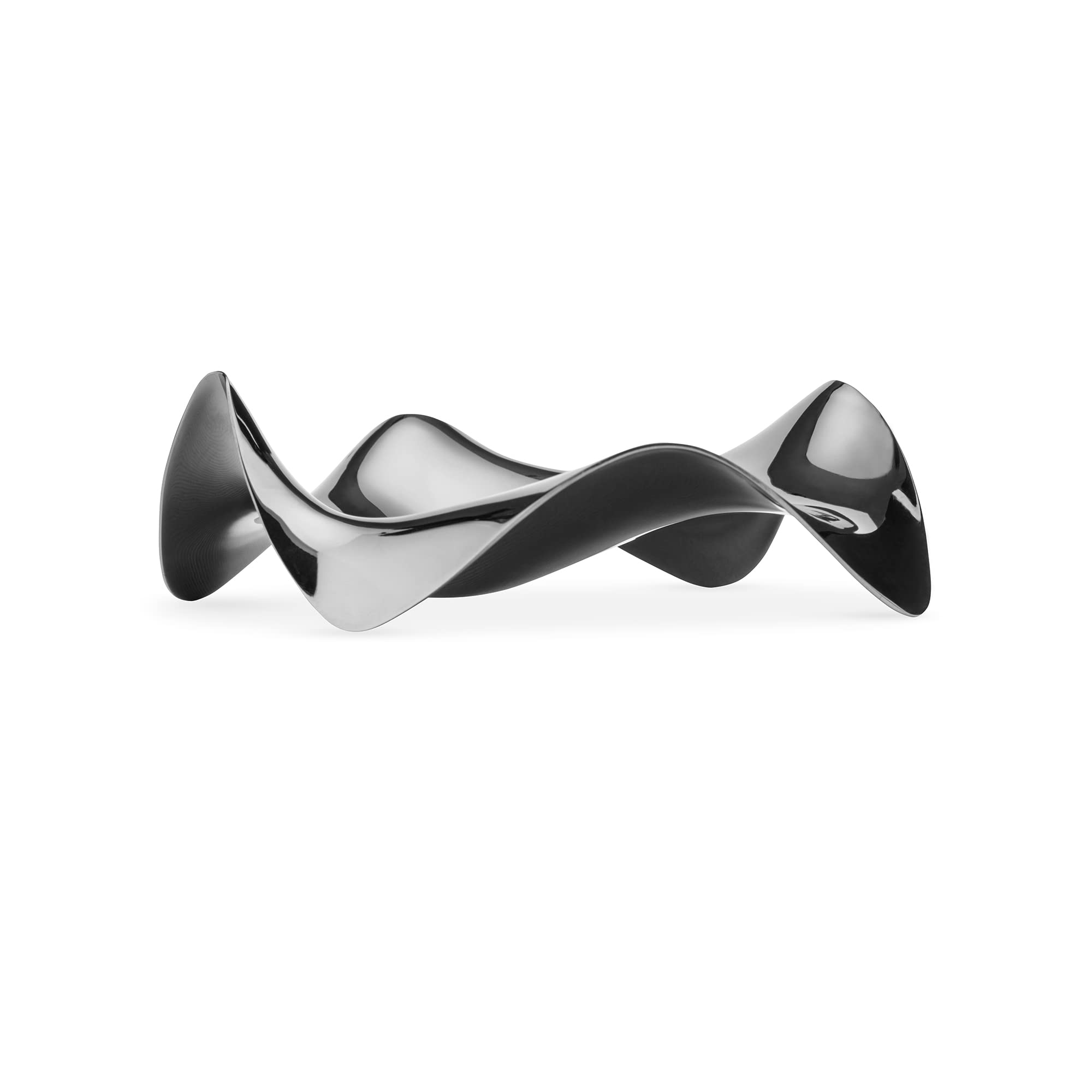 Alessi Blip PG02 spoon rest top view highlights mirror-polished stainless steel, easy cleanup
