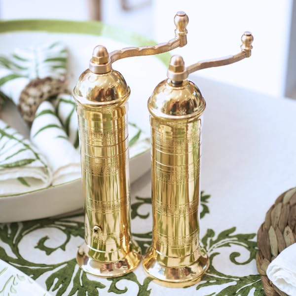 Alexander Home European Mill base detail shows stability and refined brass finish.