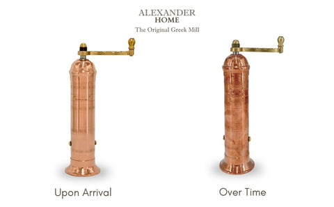 Alexander Home Original Greek Pepper Mill 8-inch copper polishing cloth included for upkeep