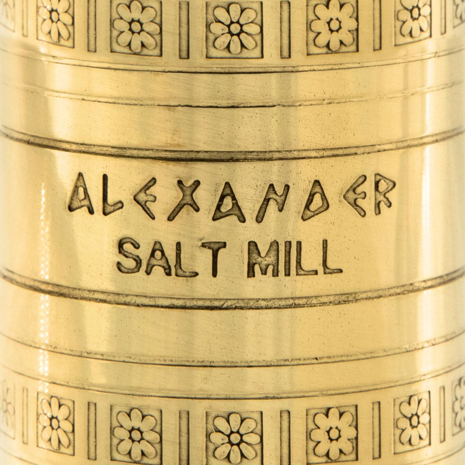 Alexander Home salt mill top view showing assembly and cap.