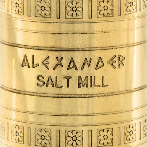Alexander Home salt mill top view showing assembly and cap.