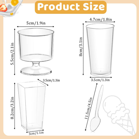 ALEXPRE 3 oz round dessert cups with spoons for layered desserts