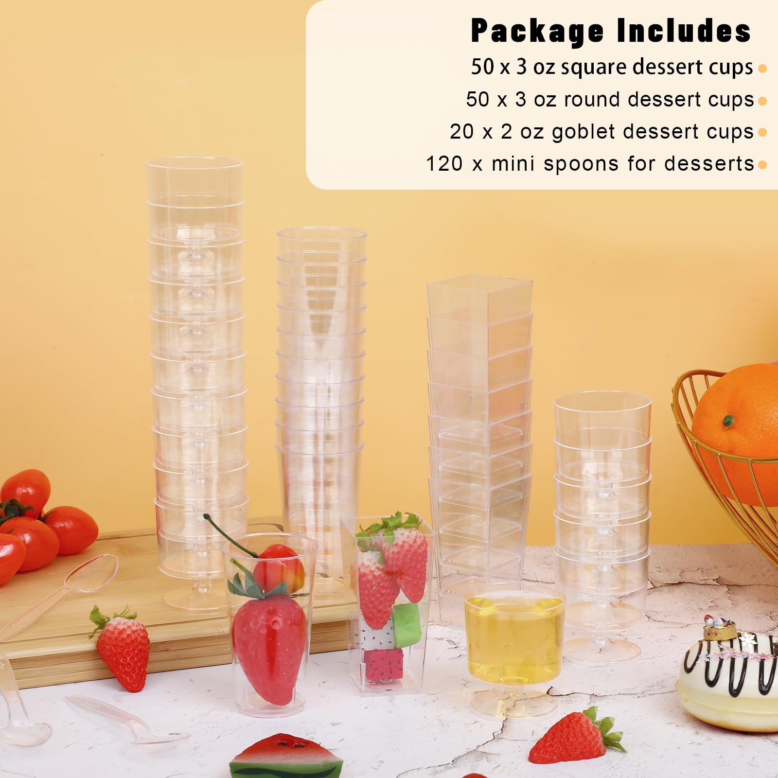 ALEXPRE 3 oz round goblet dessert cups for individual parfaits