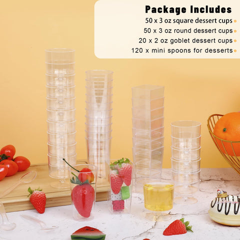 ALEXPRE 3 oz round goblet dessert cups for individual parfaits