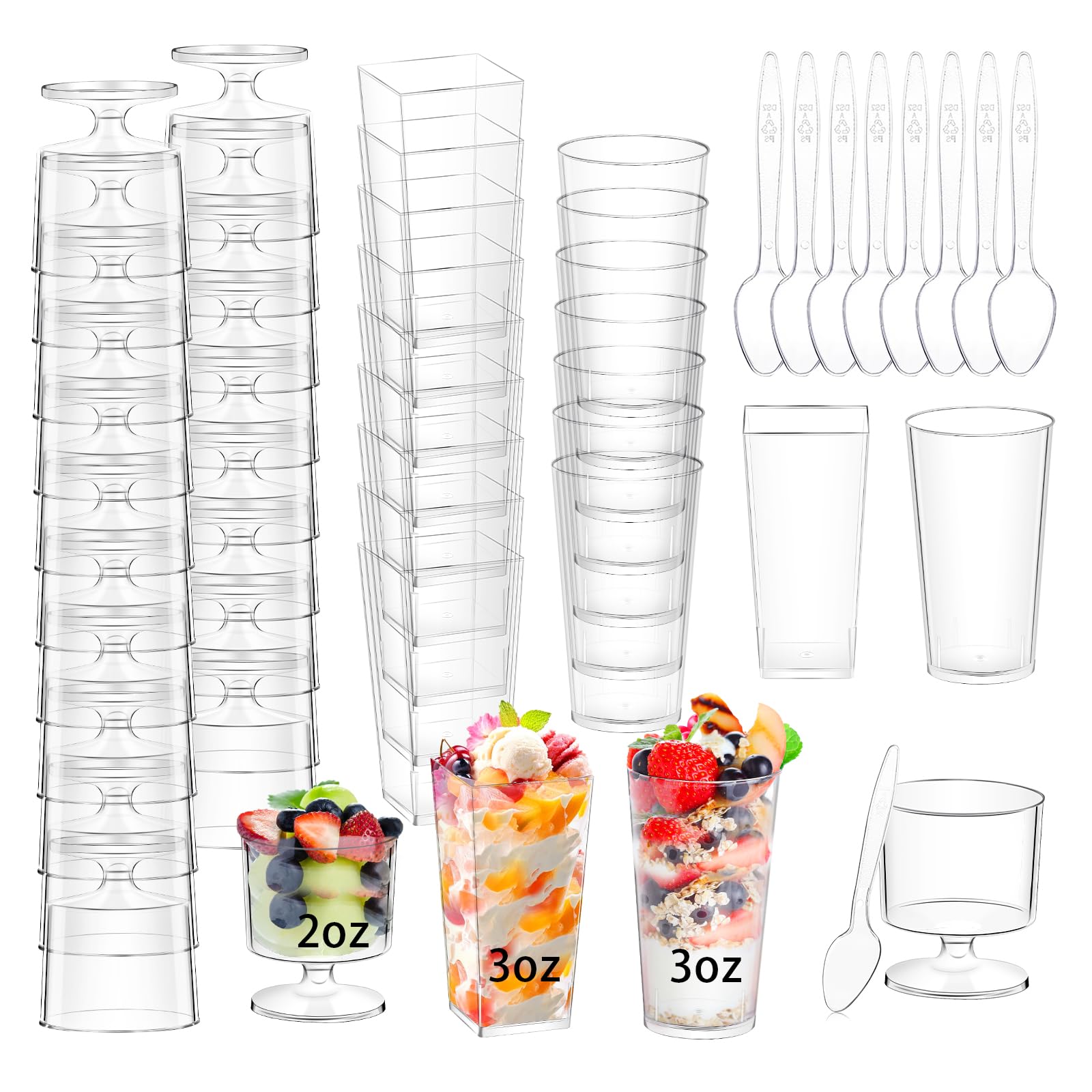 ALEXPRE 3 oz square dessert cups with lid for party servings