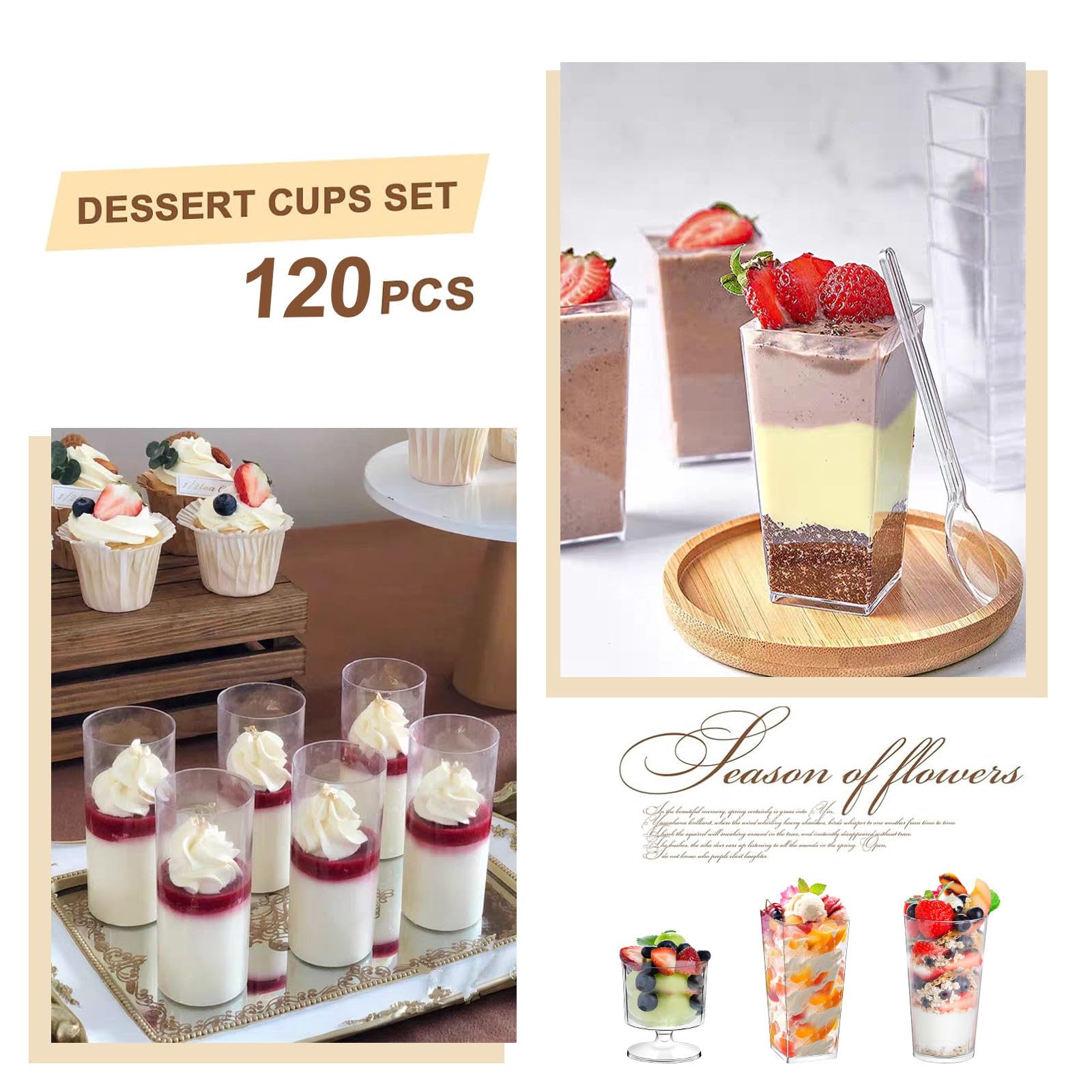 ALEXPRE clear plastic dessert cups highlight colorful desserts at events