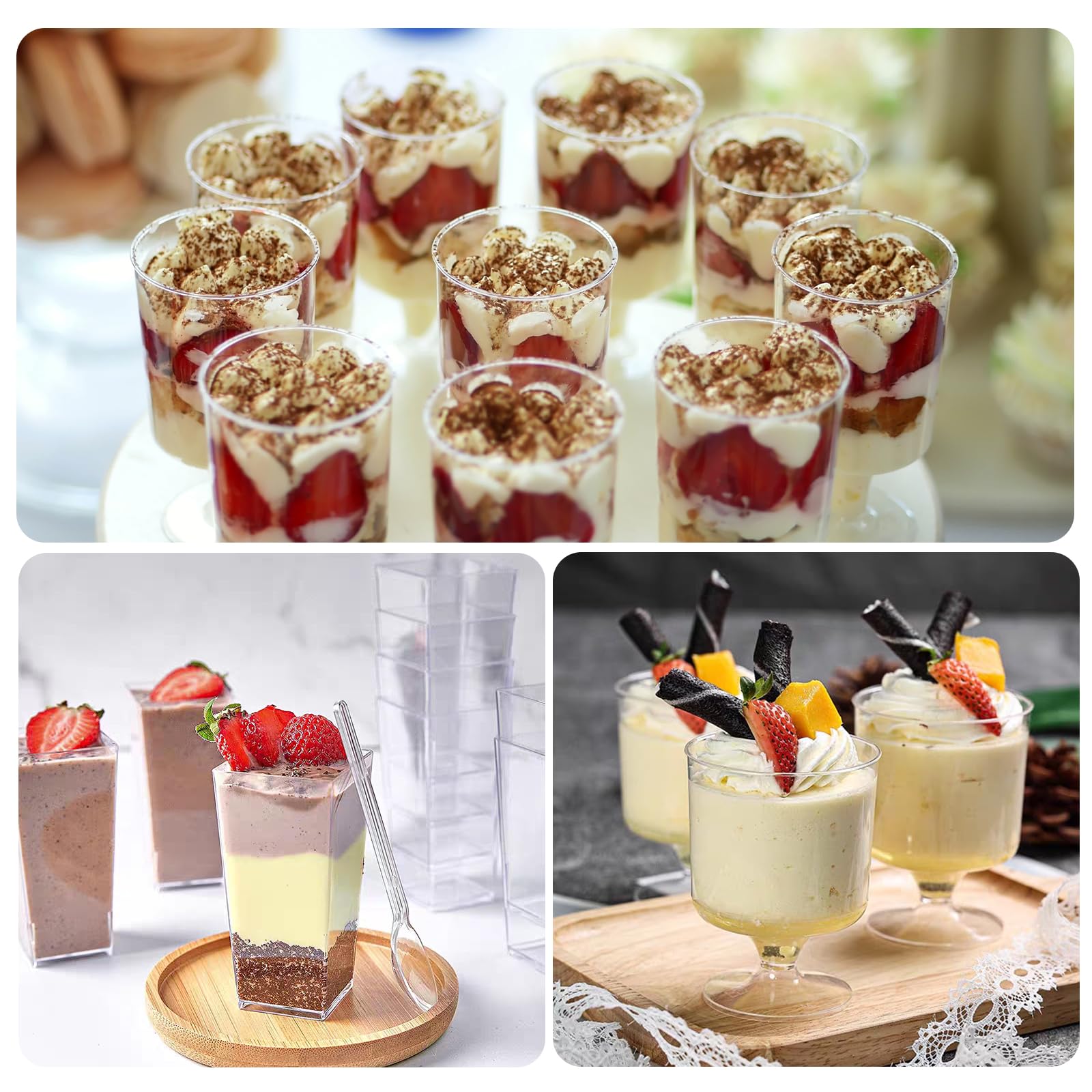 ALEXPRE stackable mini dessert cups save space on prep tables