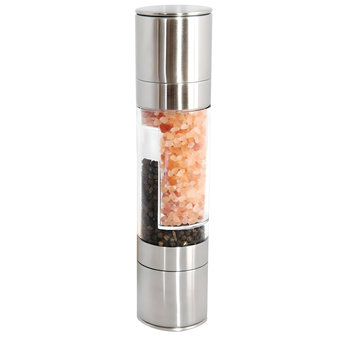 Alfa Torque all-in-one salt and pepper grinder setup with dual chambers for efficient seasoning.
