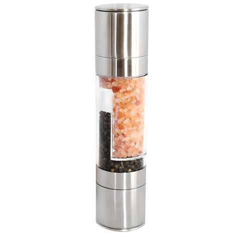 Alfa Torque all-in-one salt and pepper grinder setup with dual chambers for efficient seasoning.