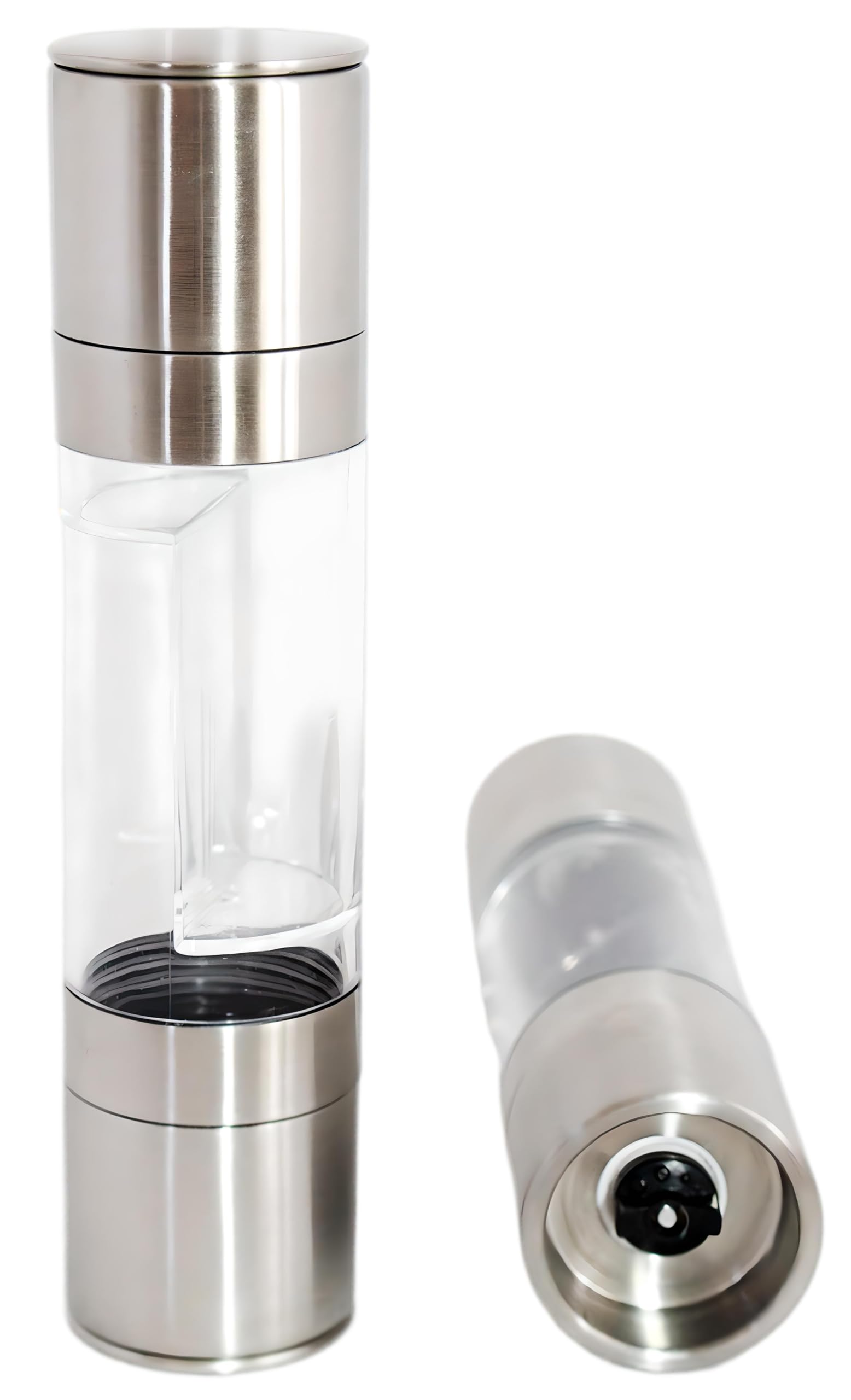 Alfa Torque dual-mill chambers closeup showing separate salt and pepper grinding paths.