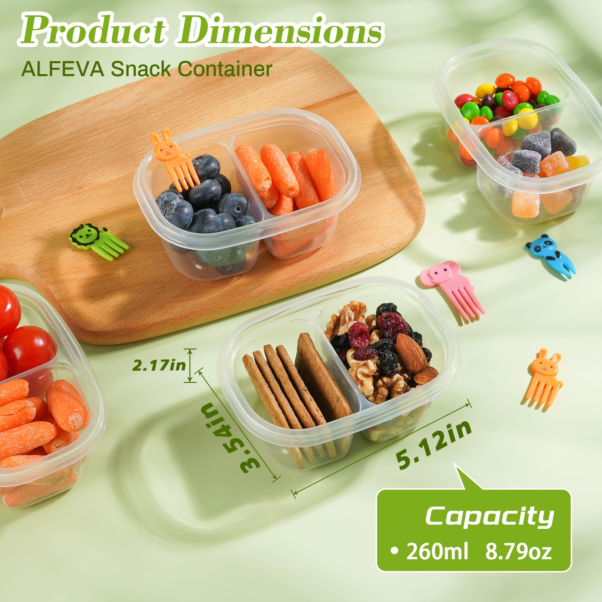 ALFEVA dual-compartment blue-lid box keeps foods neatly separated on the go