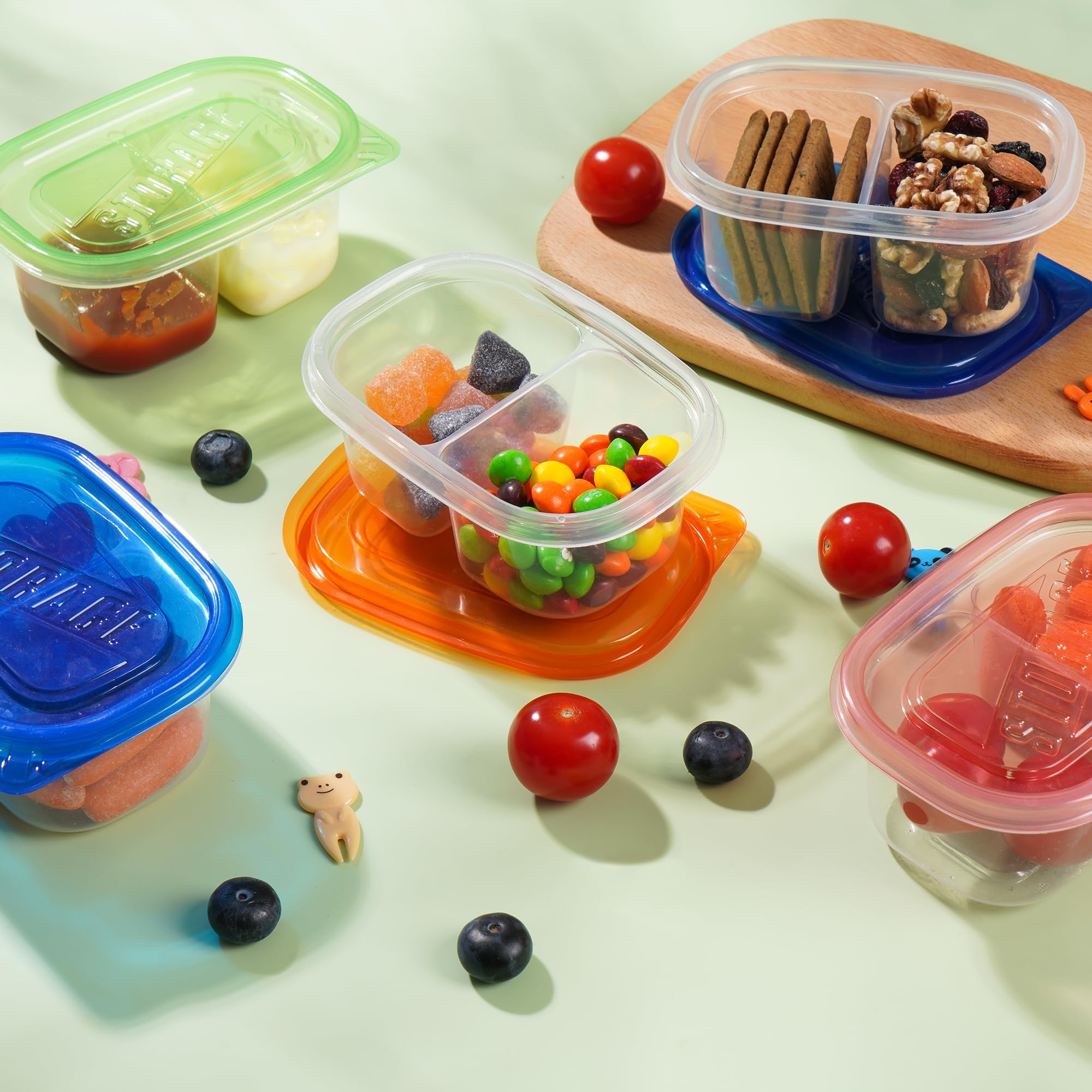 ALFEVA dual-compartment orange-lid container for organized school lunches