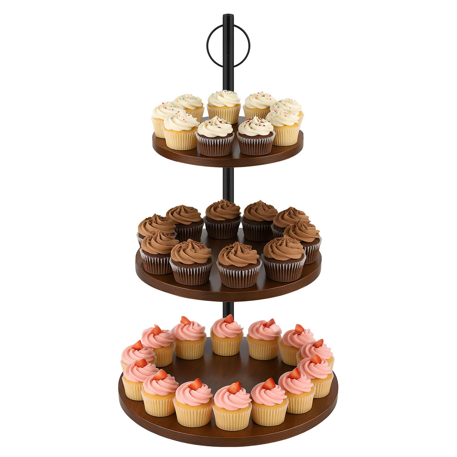 Alffun 3-Tier front view; sturdy stand for elegant dessert displays