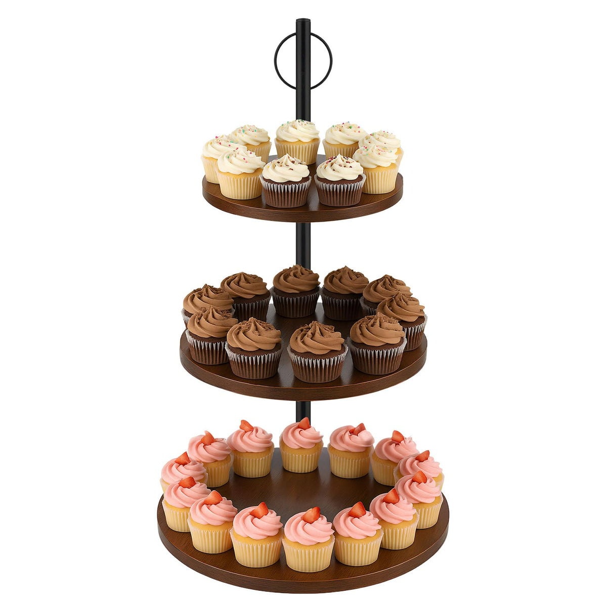 Alffun 3-Tier front view; sturdy stand for elegant dessert displays