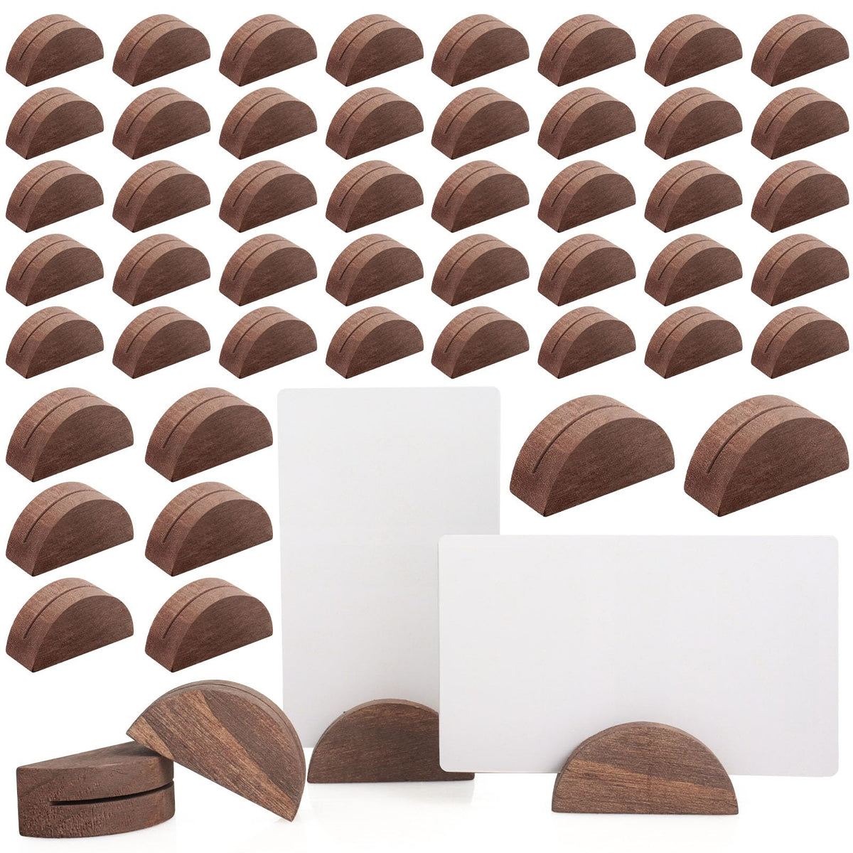 Alffun semicircular wooden table number stand showcases elegant, space-saving design for events