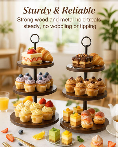 Alffun wooden dessert stand vertical design saves space and showcases treats