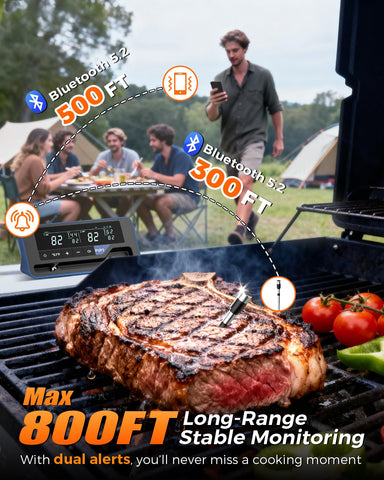 Alfolive dual-probe stainless steel thermometer for precise internal and ambient temps.