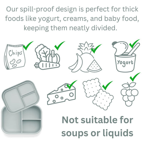Spill-proof Ali+Oli bento blue keeps meals neat during transport