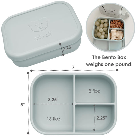 Ali+Oli silicone bento box blue three compartments for portion control