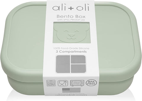 Ali+Oli pine silicone bento box front view; compact on-the-go lunch