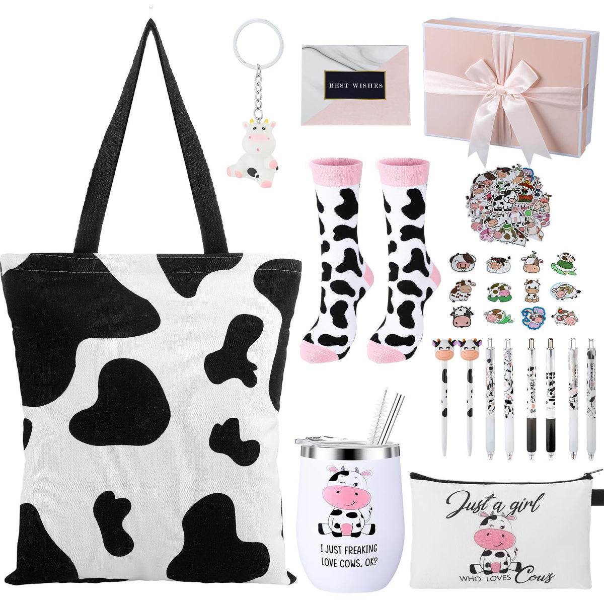 Aliceset cow-print bag: durable tote for daily use and gifting.