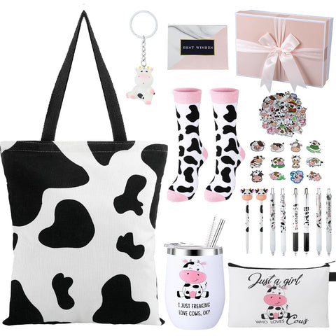 Aliceset cow-print bag: durable tote for daily use and gifting.