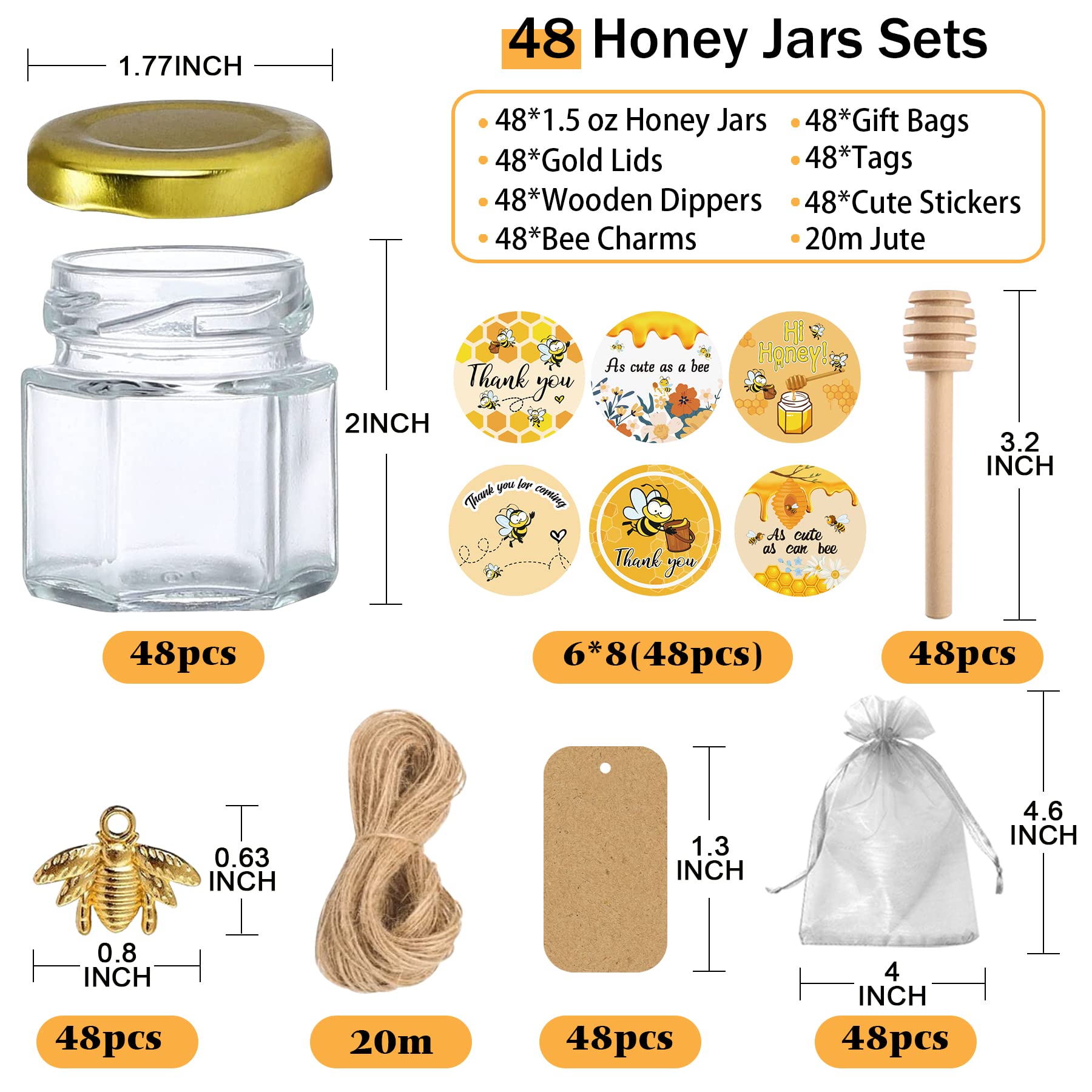 Aliggbent mini honey jar bulk set, great for party favors and gifts.
