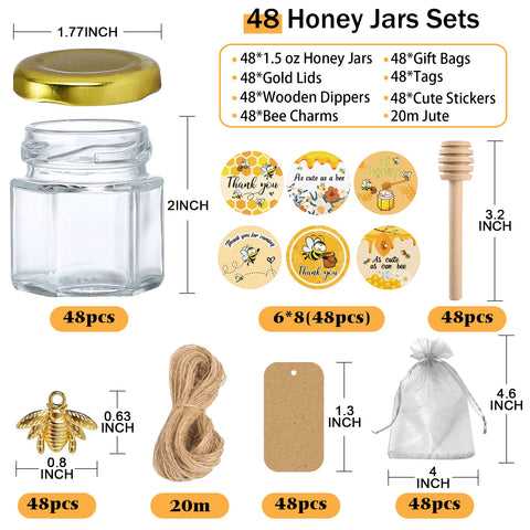Aliggbent mini honey jar bulk set, great for party favors and gifts.