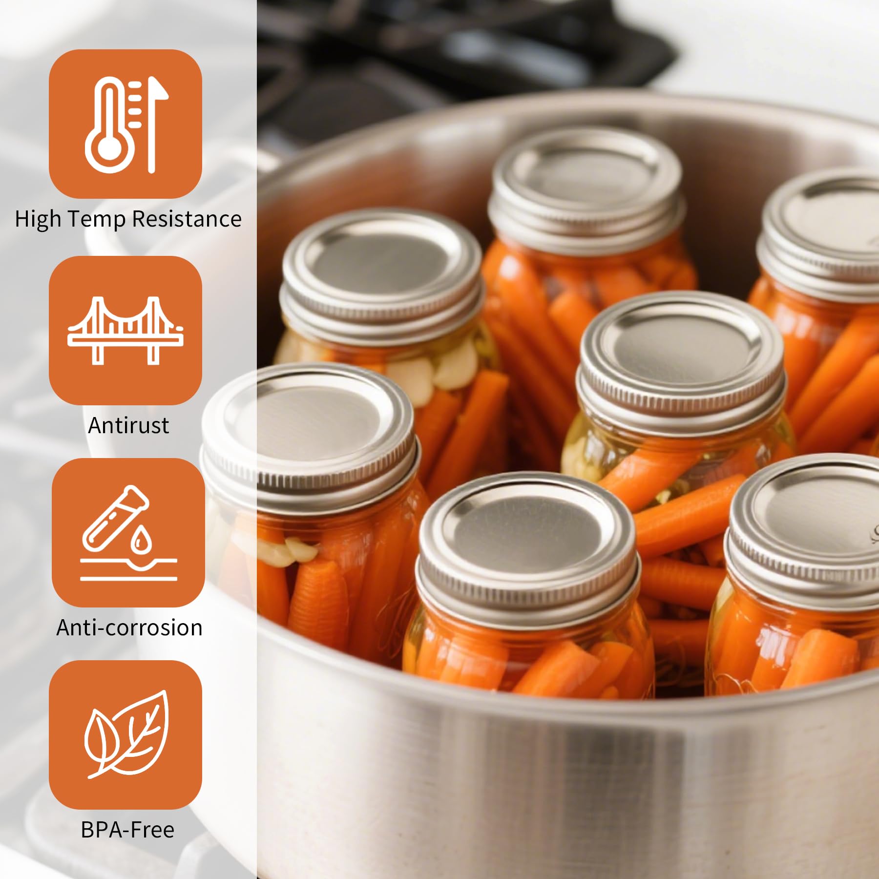 Aliggbent rustproof lids stored for dry storage keeping pantry organized.