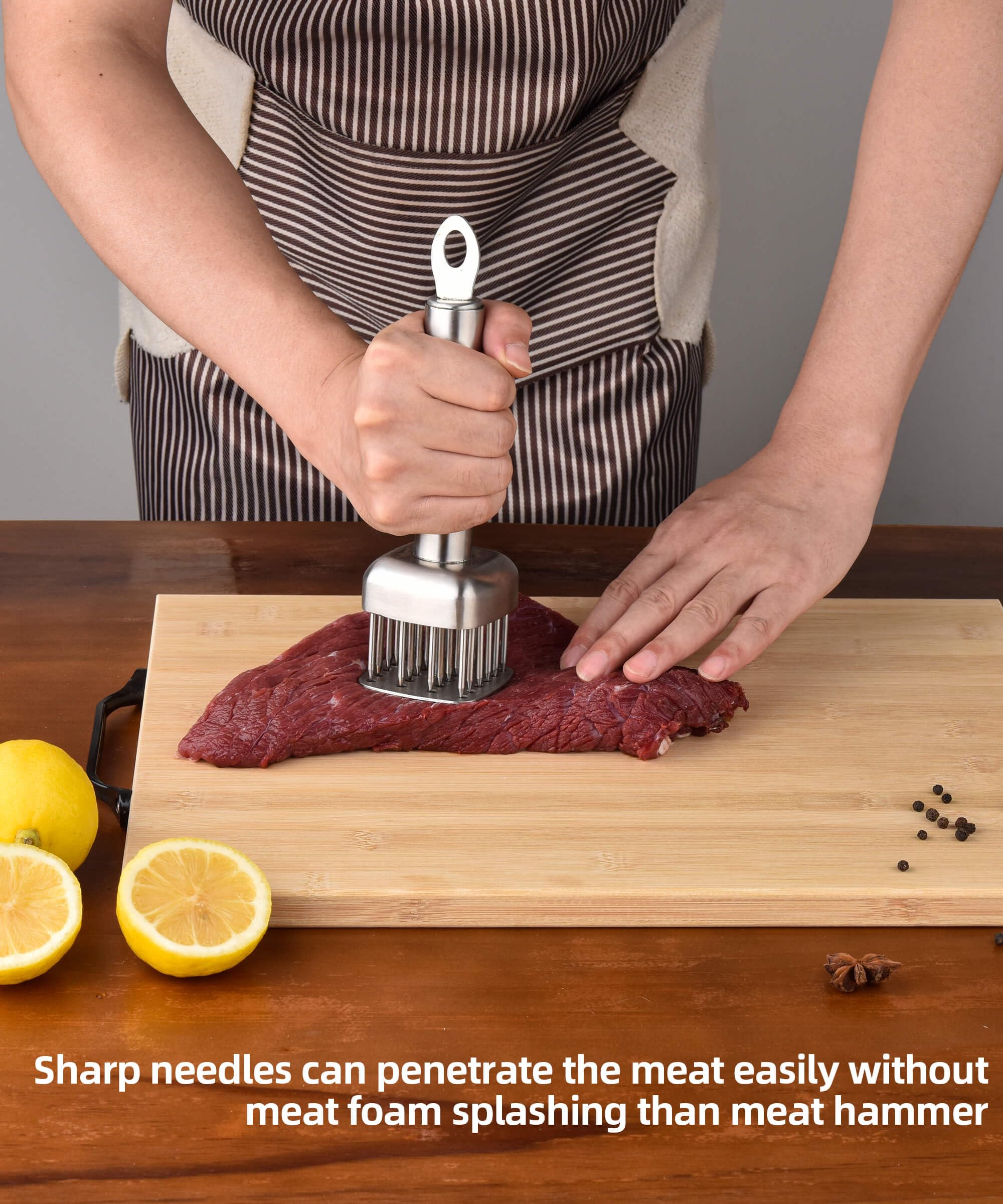 Compact handle with storage holes for easy hanging and organization.