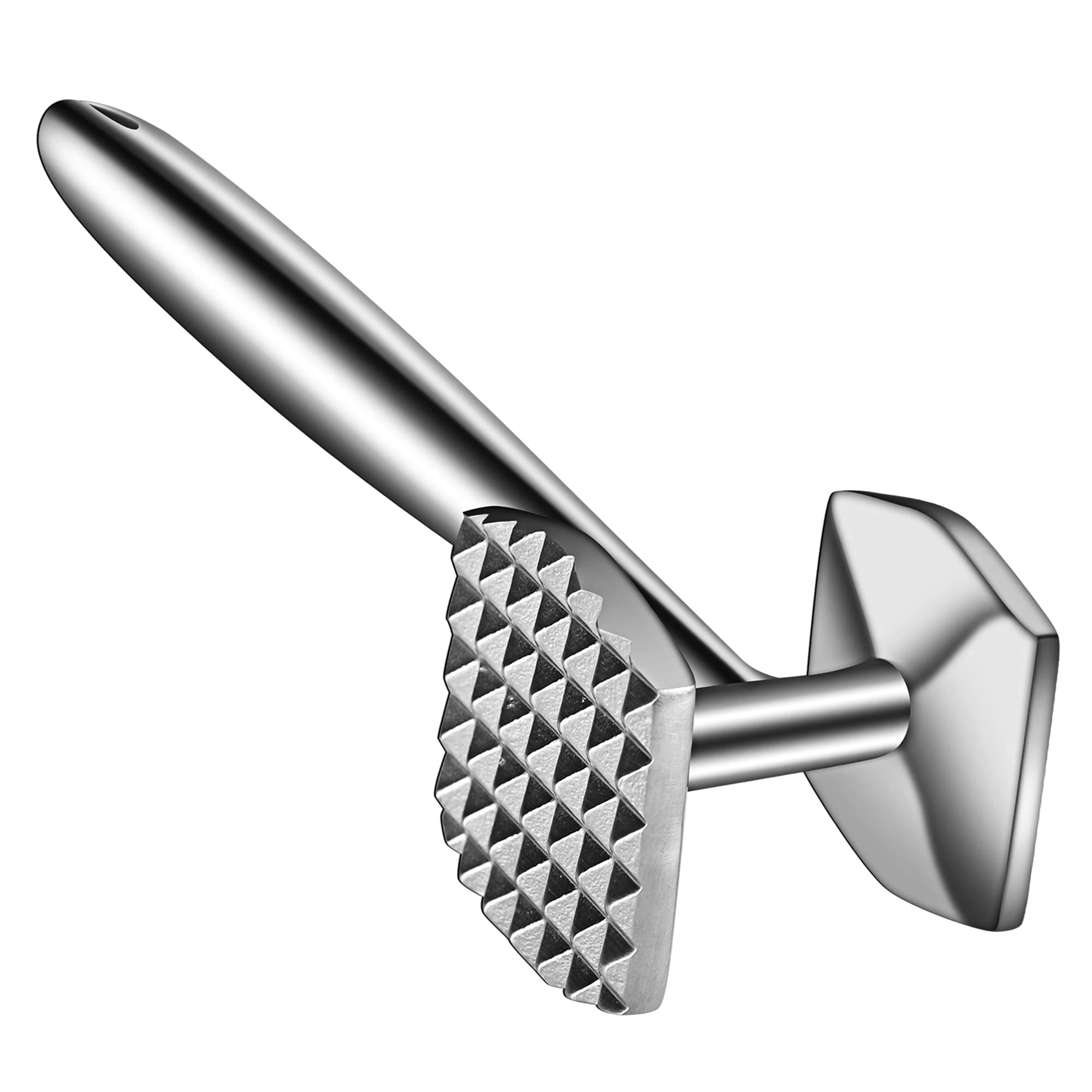 Aliglow meat tenderizer hammer with textured side for effective tenderizing.