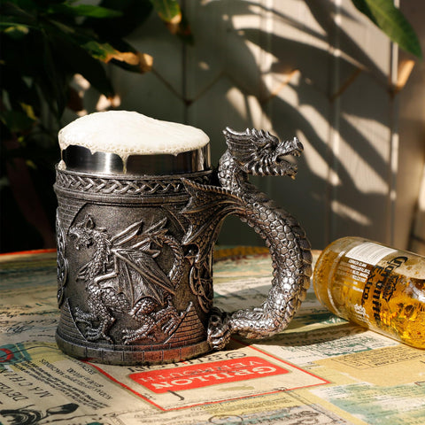 alikiki dragon mug front detail reveals retro castle design perfect for gatherings