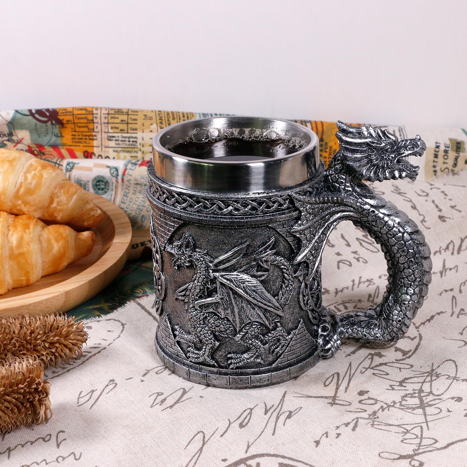alikiki dragon mug inner stainless liner ensures safe, easy cleanup after use