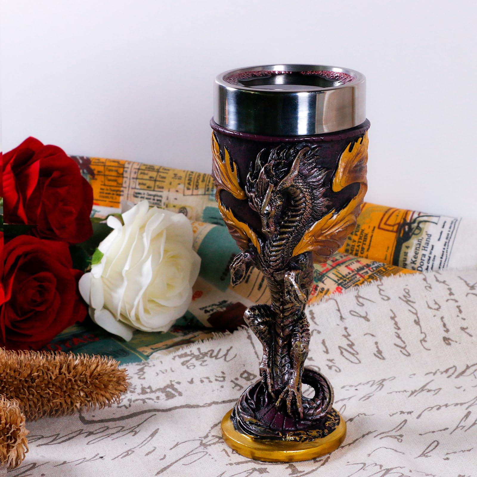 alikiki Flame Dragon Goblet resin exterior with steel interior durability