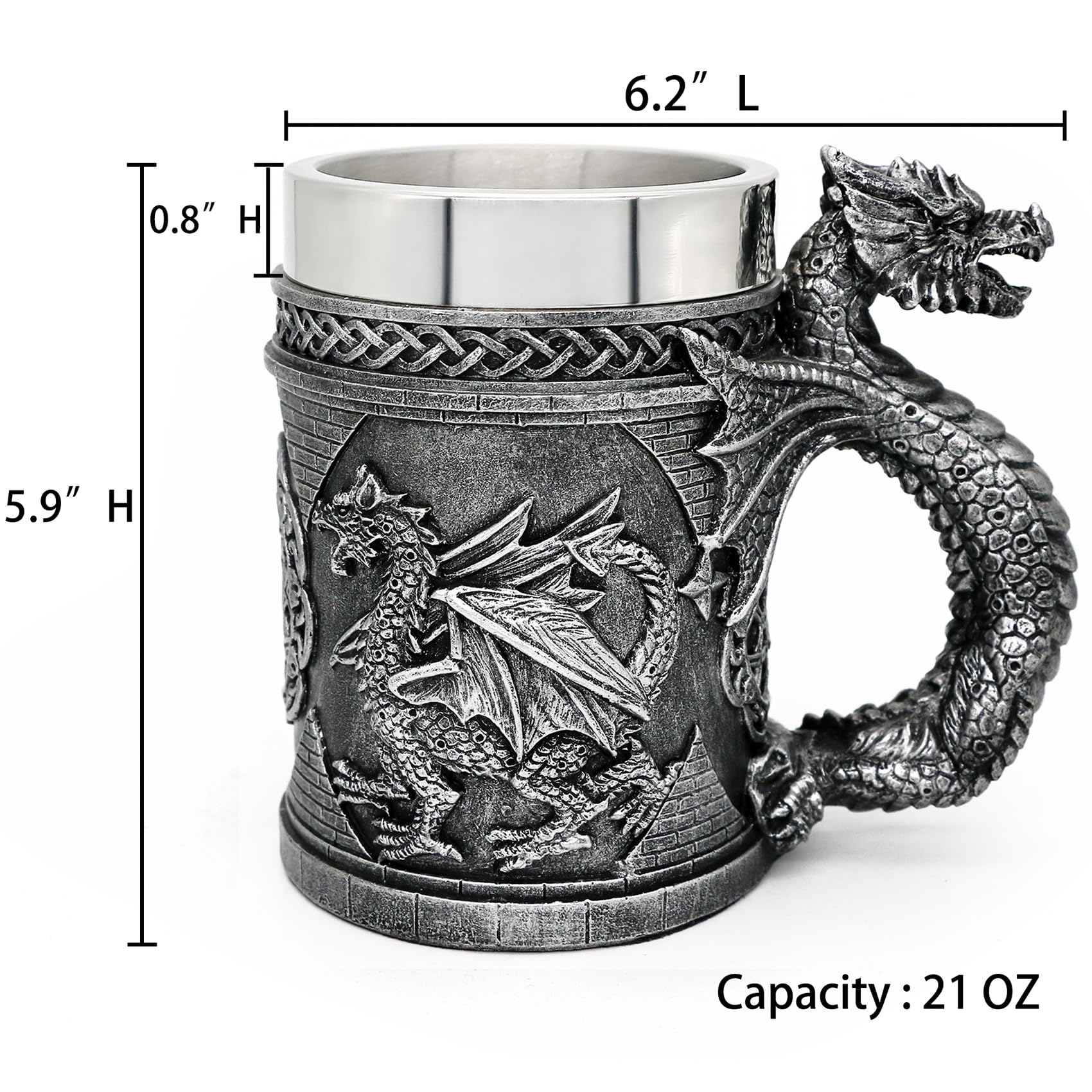 Alikiki large-capacity 21oz mug for coffee or beer without refills